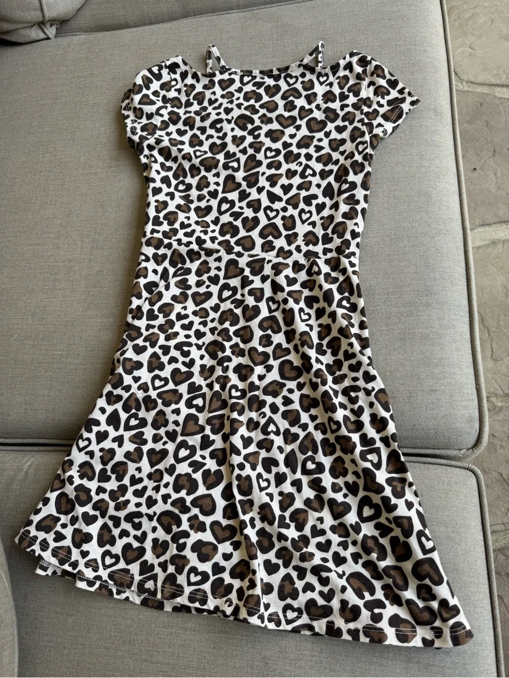 Children’s Place, Leopard Print Dress with Gold Sequin Unicorn, Size M 7/8